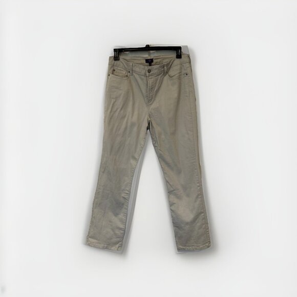 NYDJ Womens  16  Straight Leg‎ Jeans Beige Stretch Pockets Lift Tuck Embroidered - Picture 1 of 9